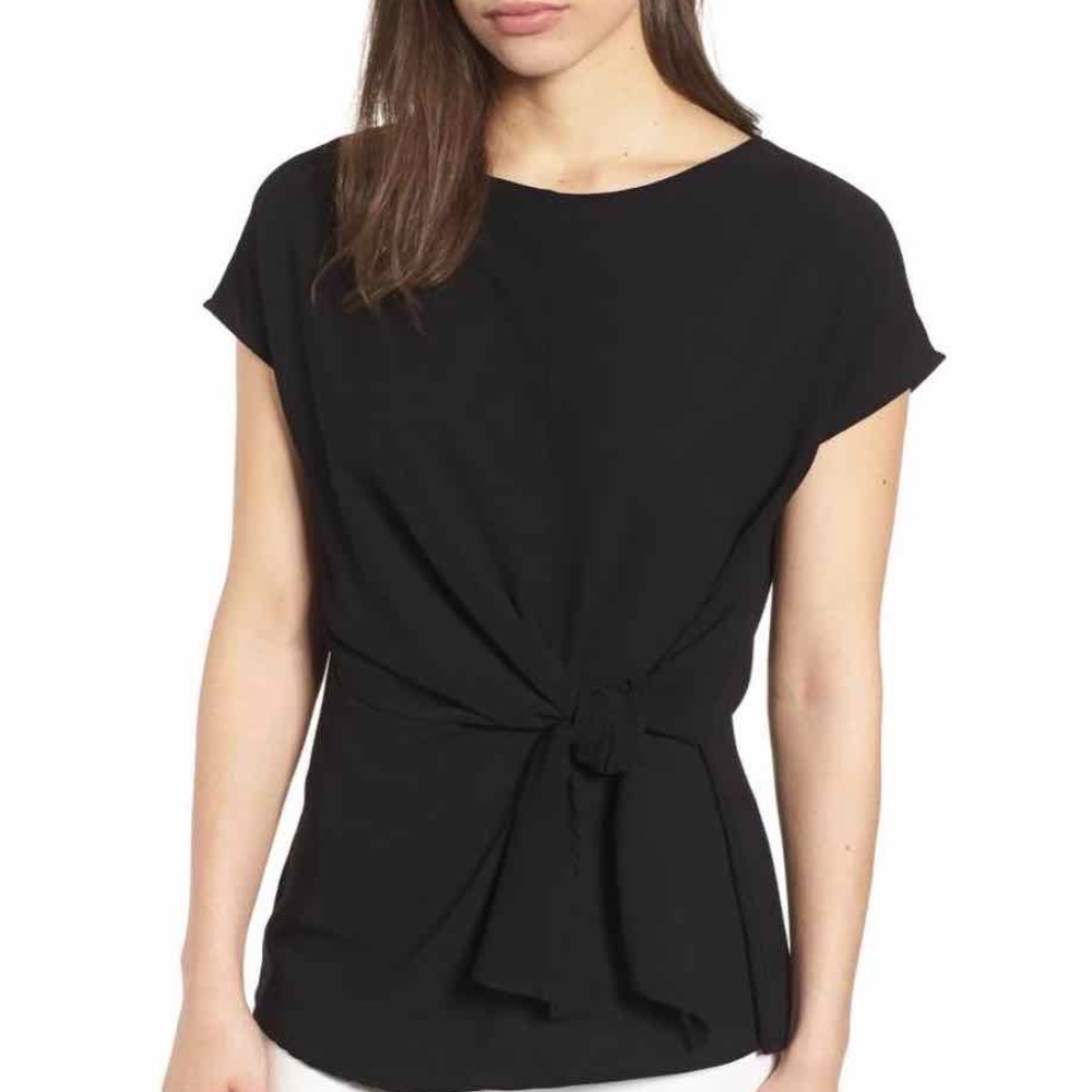 Black Tie Front Blouse by Gibson